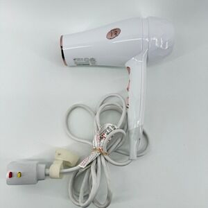 T3 Hair Dryer White Solid Plastic Rose Gold Accents Model 73871